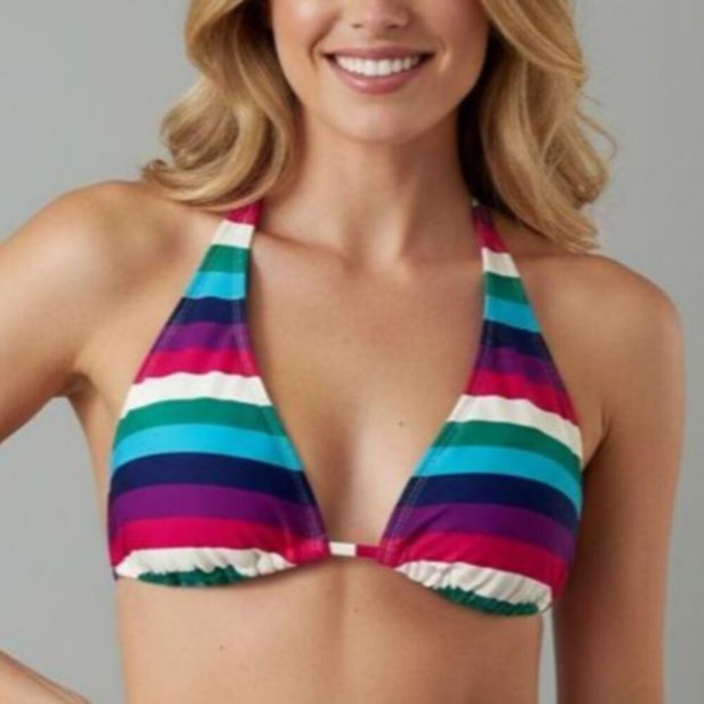 BNWT Colorful Striped Bathing Suit Triangle Top by xhilaration